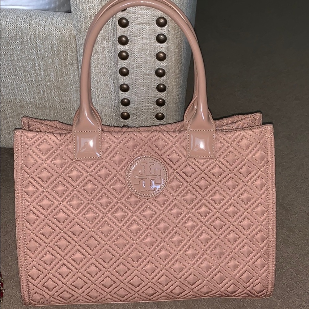 Tory Burch Quilted Ella Tote Blush Color